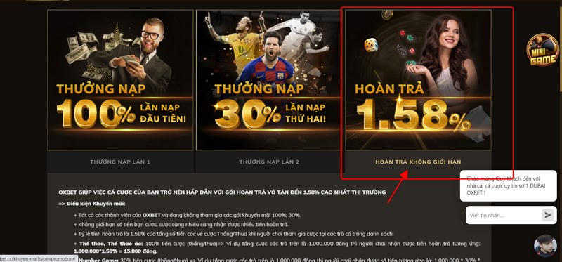 Hoàn trả vô tận lên tới 1,58% dành cho tất cả anh em